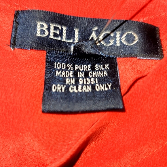 Bellagio 100% silk red short sleeve top  Sz S - Picture 10 of 12